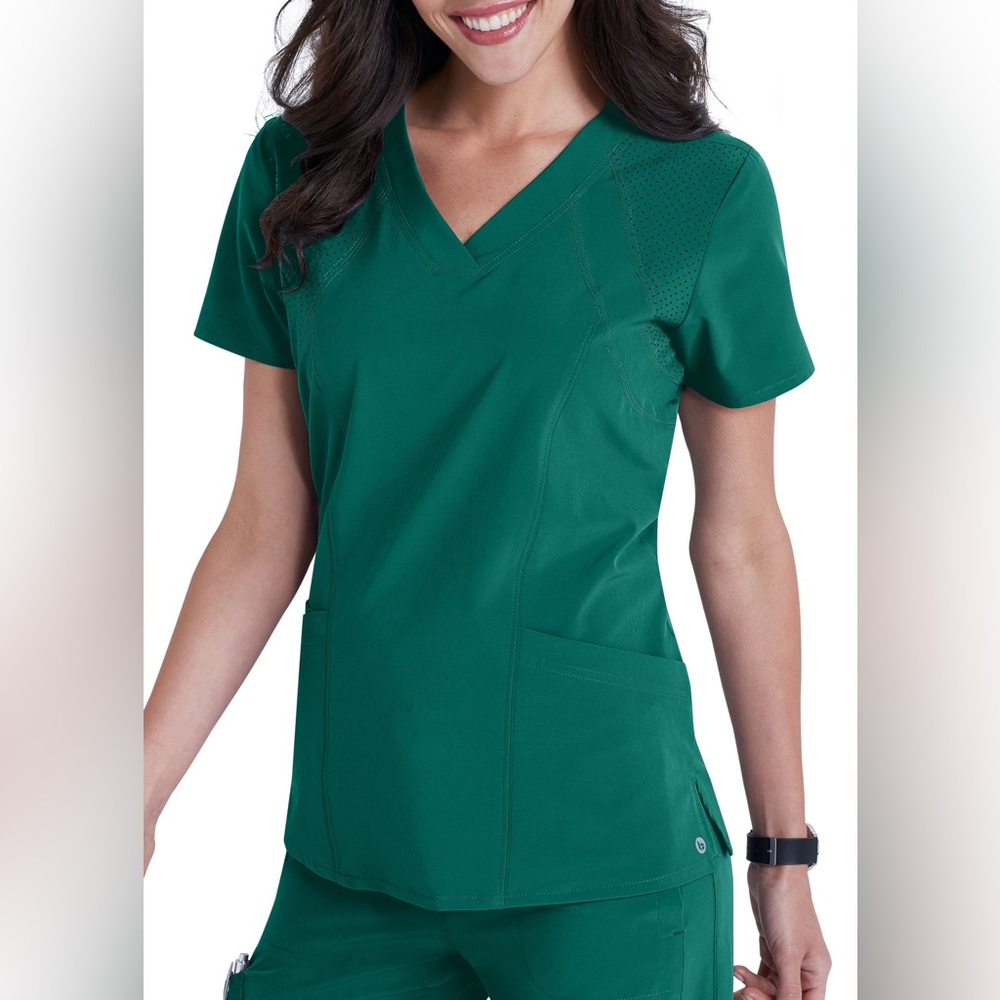 Barco One Racer 4 Pocket V Neck Top Hunter Green